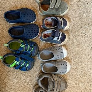 Toddler size 4 shoe lot natives, keens, new balance, Tom’s, see Kai run